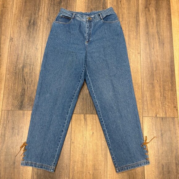 Stonebridge Womens Vintage Lace Up Hem High-Waisted Denim Jeans Size 12 - Picture 2 of 8